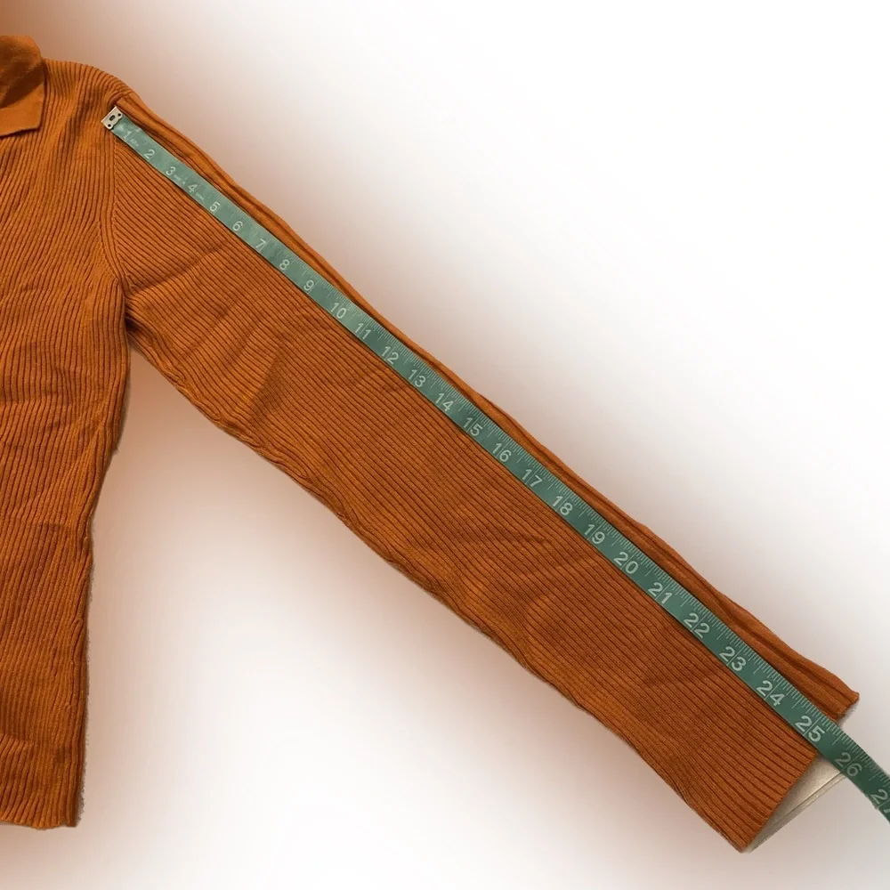 Vintage 90s SO gsjc Orange v neck collared lightweight sweater top juniors XL - Picture 9 of 9